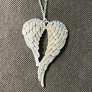 Supernatural Castiel's Large Wings Silver Tone Necklace